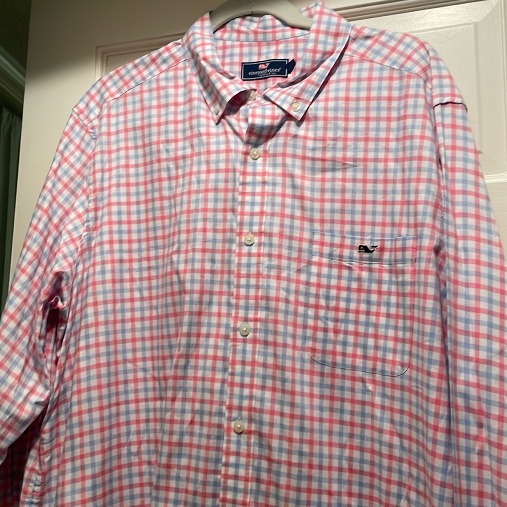 Vineyard Vines Men's Shirt Classic Tucker Button Down Pink Blue XL